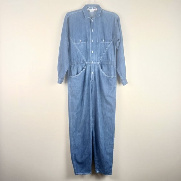 Calvin Klein Sport| Vintage Chambray Soft Denim Jumpsuit Size Petite - Picture 2 of 5